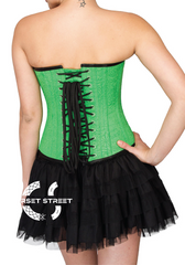 Pea Green Velvet Overbust Top & Satin Net Tutu Skirt Plus Size Corset Dress