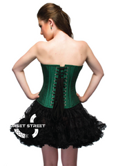 Green Silk Sequins Handmade Front Zipper Overbust Top & Black Tissue Tutu Skirt Women Plus Size Corset Dress