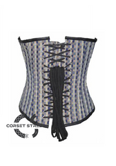 Printed Cotton Leather Work Waist Training Bustier Overbust Plus Size Corset Costume