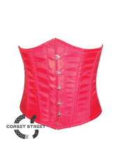 Red Poly Tapta Fabric Front Open Busk Waist Cincher Women Underbust Corset Top