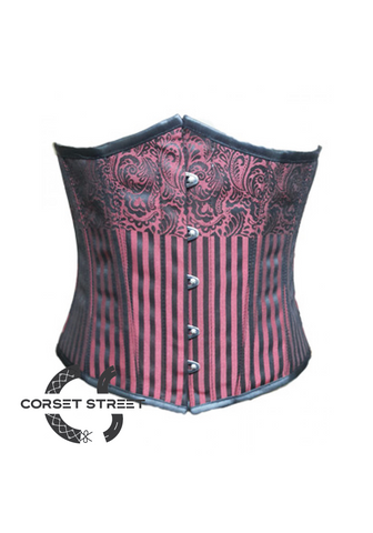 Pink and Black Underbust brocade corset Costume For Halloween Top