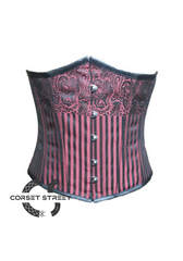 Pink and Black Underbust brocade corset Costume For Halloween Plus Size Top