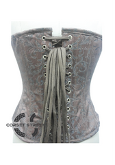 Brown Brocade Gothic Steampunk Overbust Waist Training Plus Size Bustier Corset Period Costume