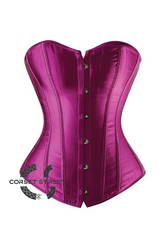 Purple Satin Gothic Burlesque Bustier Waist Training Costume Overbust Plus Size Corset Top