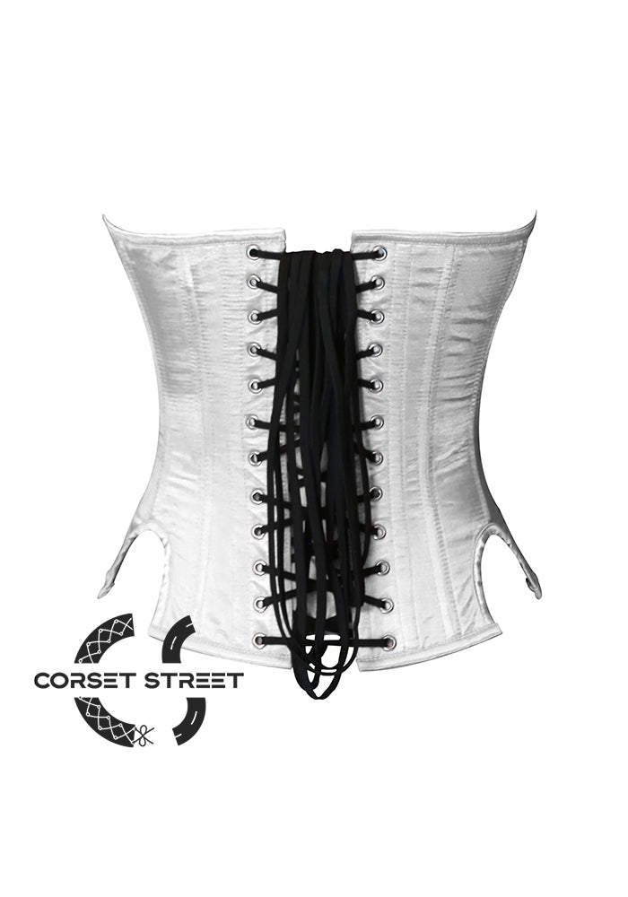 Black and White Satin Burlesque Costume Overbust Plus Size Corset Top