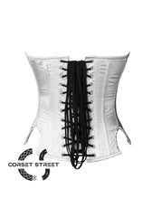 Black and White Satin Burlesque Costume Overbust Plus Size Corset Top