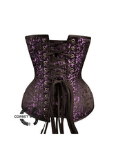 Black And Purple Brocade Burlesque Gothic Overbust Corset Bustier Top