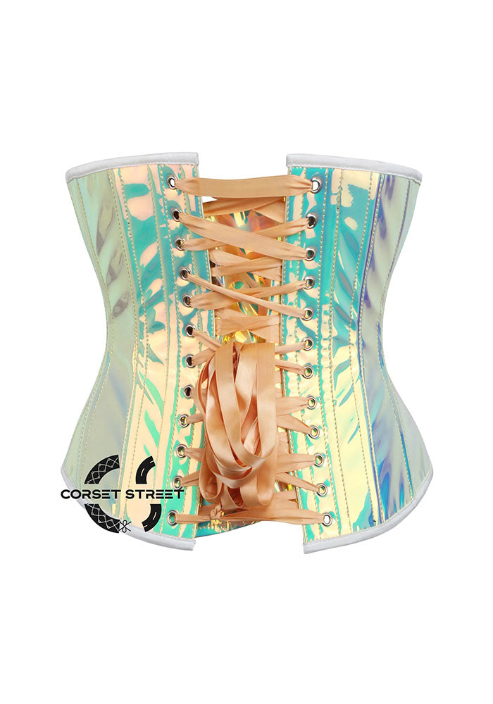 Holographic Leather Waist Cincher Bustier Underbust Corset