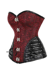 Red Brocade Steampunk Sexy Waist Training Overbust Corset Plus Size Bustier Top